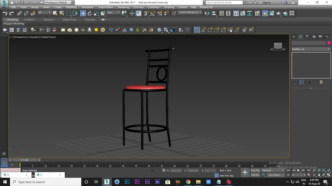 chair modeling using spline in 3ds max by line and circle | modeling with spline  3ds max tutorial