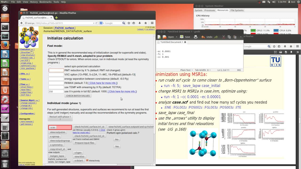 WIEN2k (surface structure, optimization (MSR1a method))