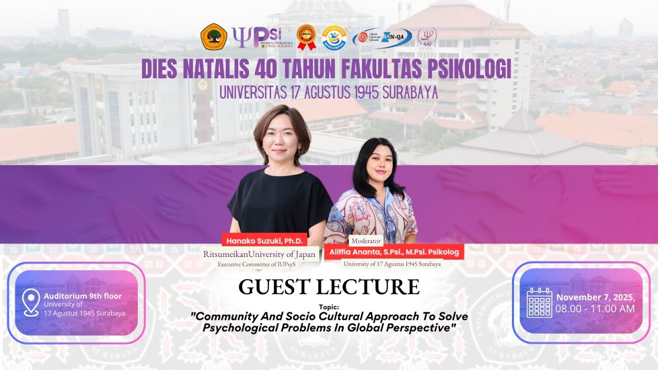 Kuliah Umum International Guest Lecture - Fakultas Psikologi Untag Surabaya
