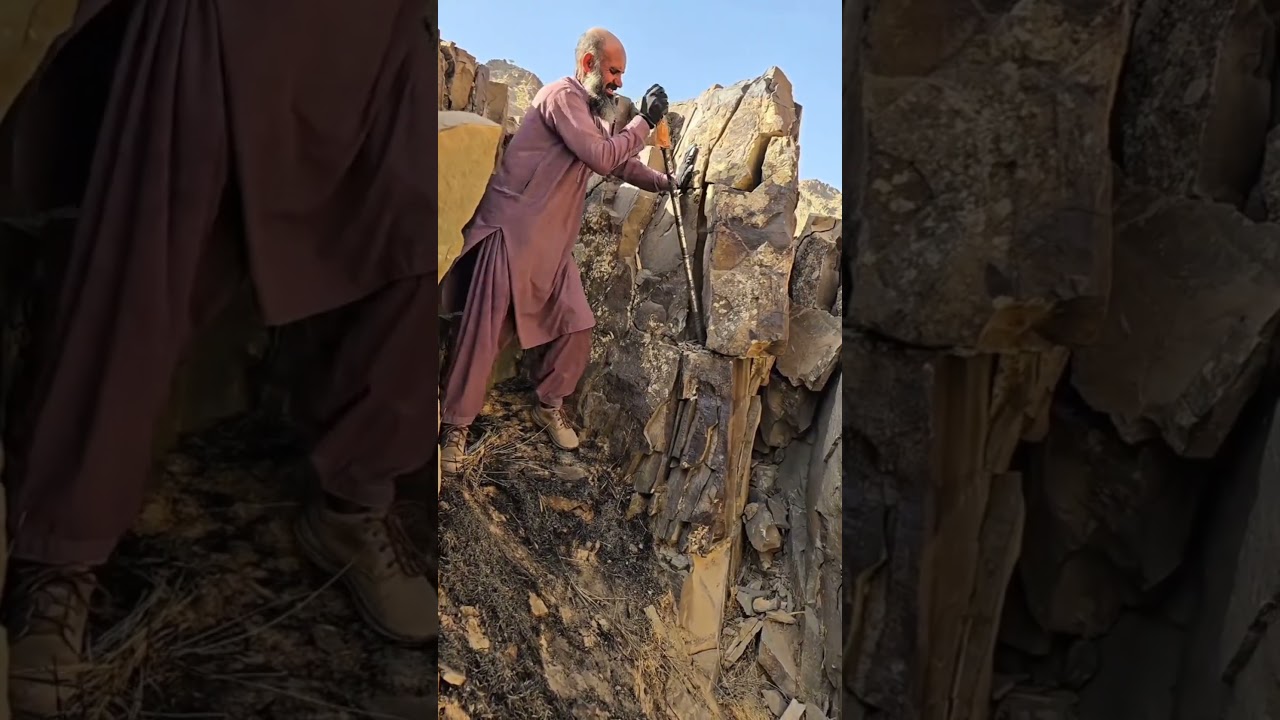 Stone Mining on Cliff Edge 😱#extrememining #clifflife #miningrisk #manualpower