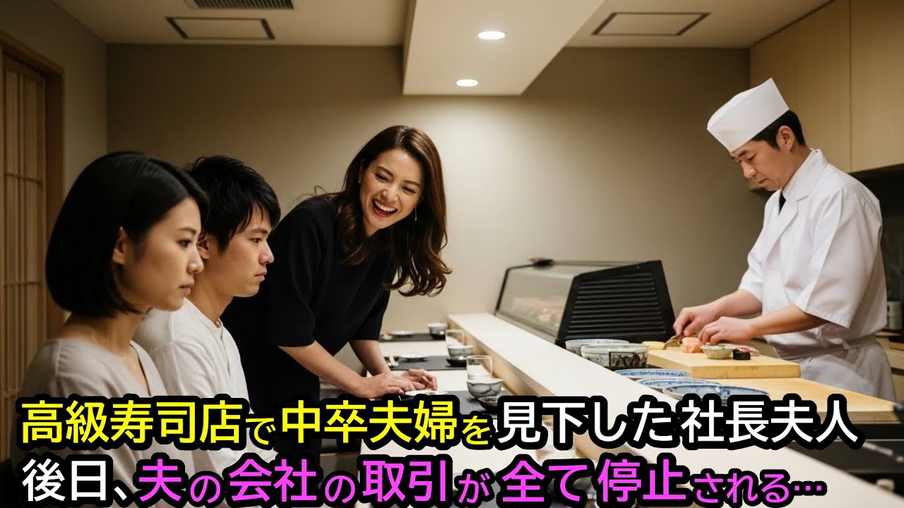 高級寿司店で中卒夫婦を見下した社長夫人。後日、夫の会社の取引が全て停止される…