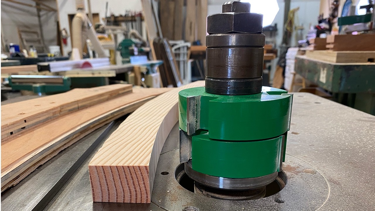 Woodworking: Circular work on a shaper table; Extending a 100 year old arched jamb for thicker walls