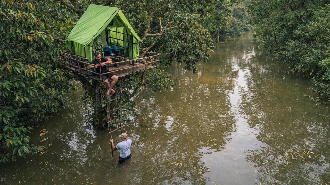 2 hari bertualang saat hujan dan banjir, panen buah, jamur dan tanaman hutan serta ikan hasil tajur