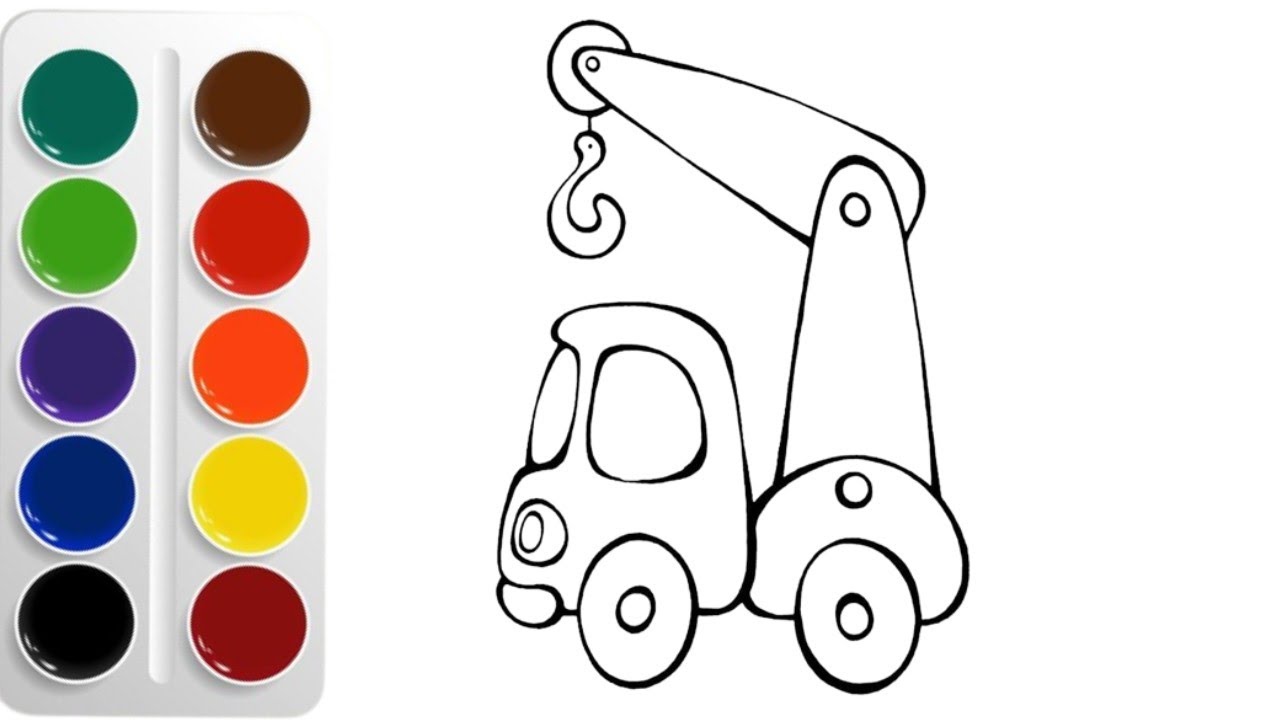 Crane drawing, coloring and painting for kindergarten! How to draw crane for kids!