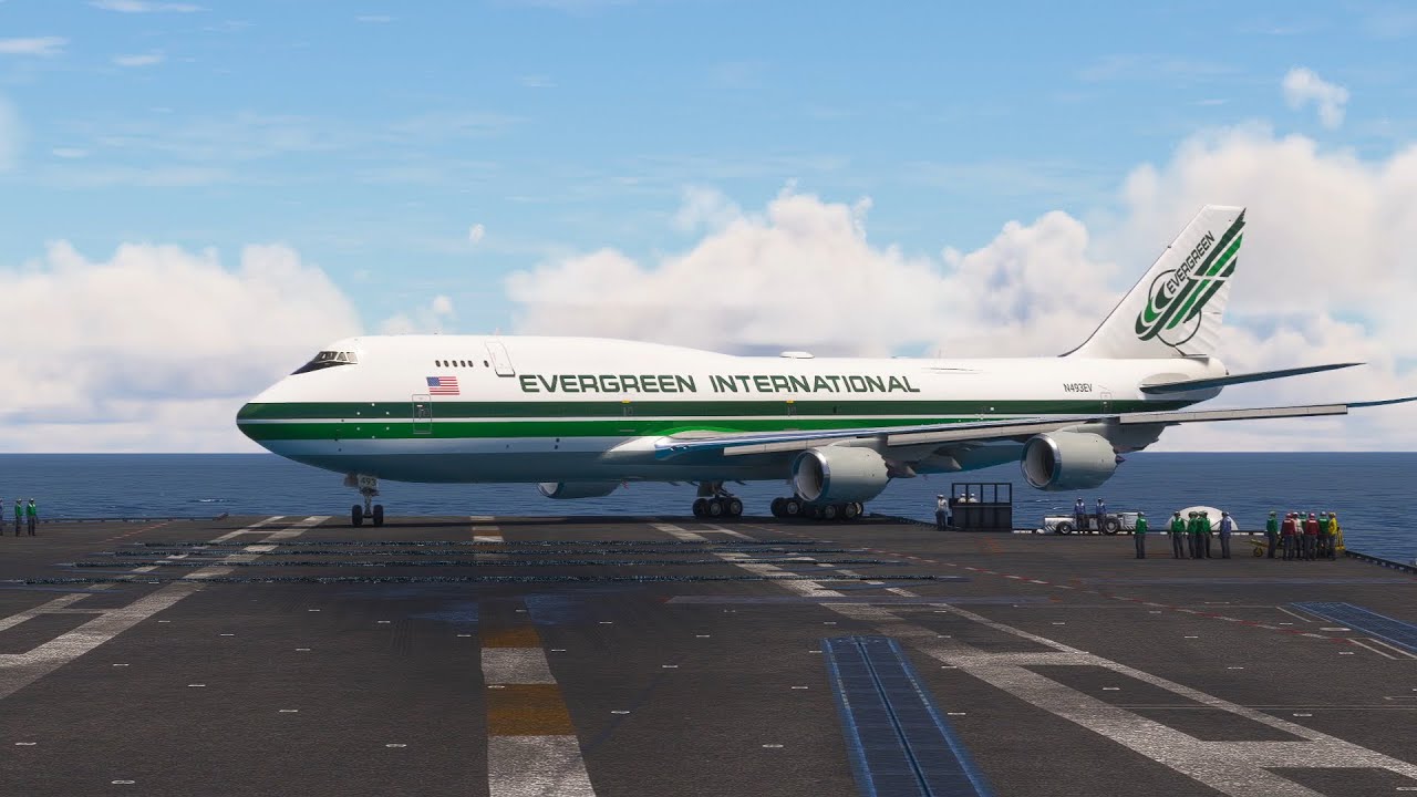 Insane Takeoff! Boeing 747 Evergreen International Airlines from Aircraft Carrier