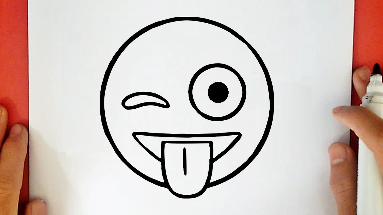 HOW TO DRAW WINKING WITH TONGUE STICKING OUT EMOJI