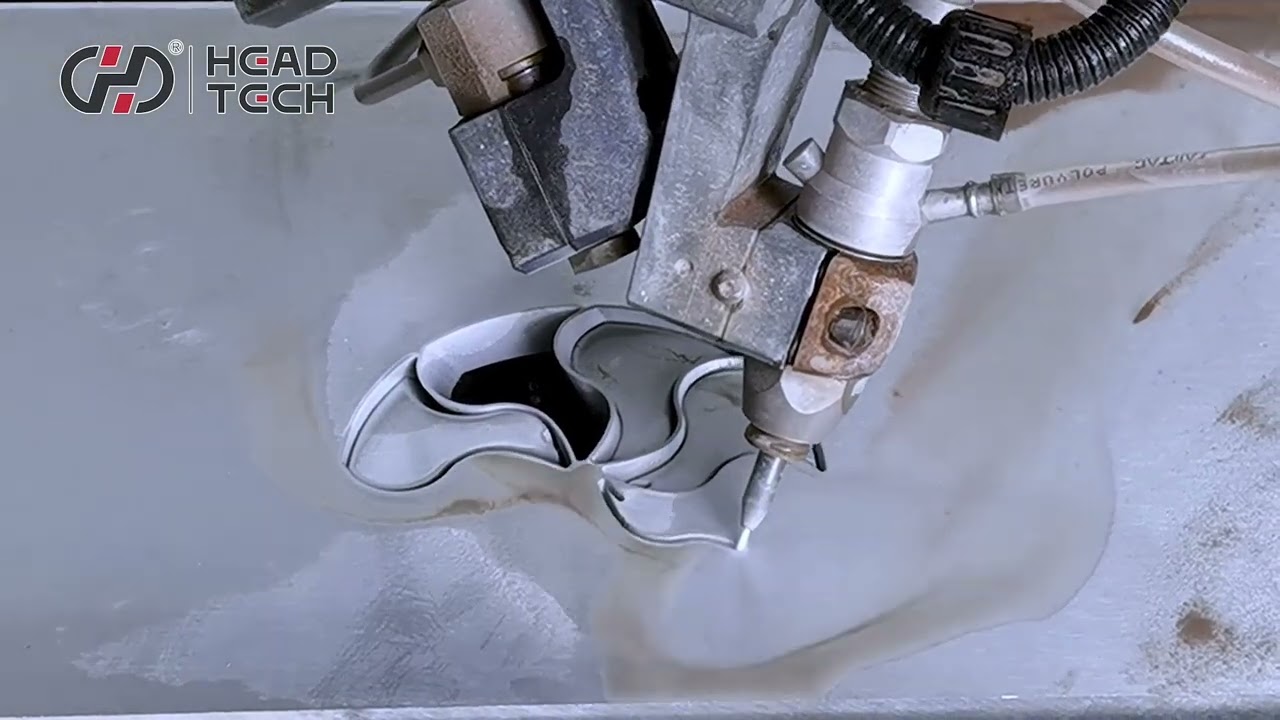 5-Axis HEAD Waterjet Cutting Metal Samples with Precision