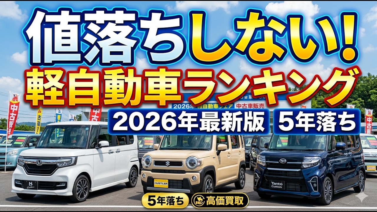 【2026年最新版!】値落ちしない軽自動車ランキング！5年落ち軽自動車で一番リセールバリューが高いのはどれだ？軽自動車リセールバリューランキング令和8年