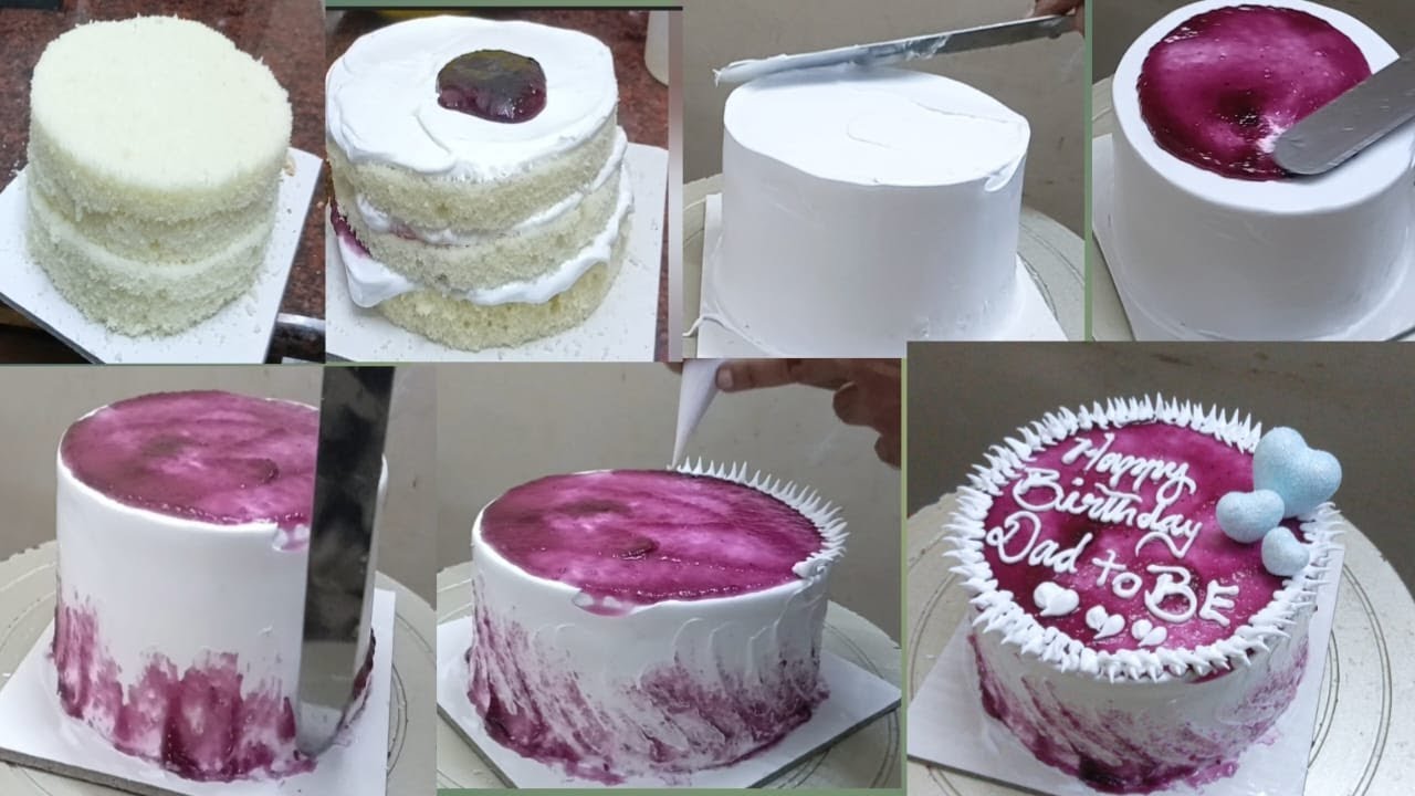 How to make Simple design cake |  Blueberry cake 