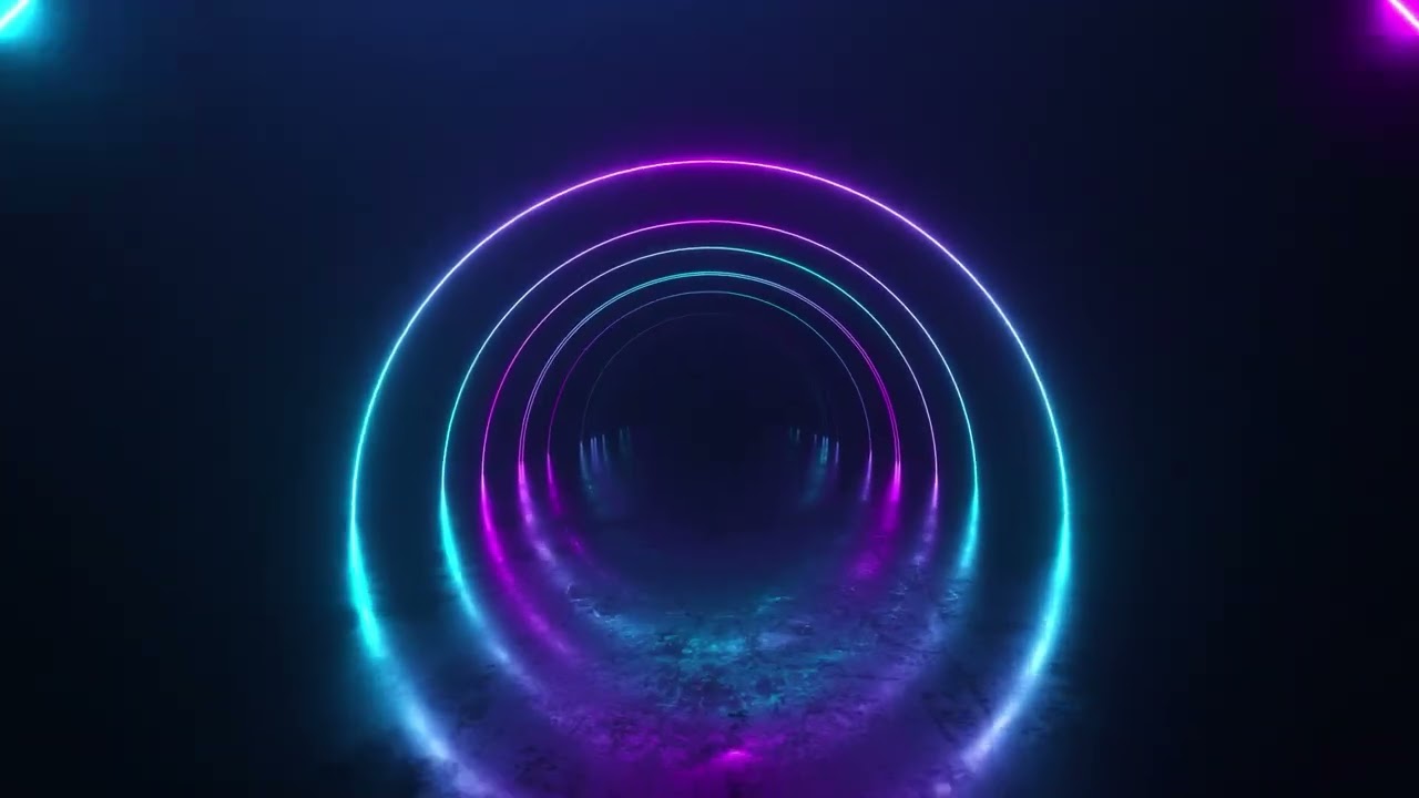 Circular Neon Tunnel | Silent Visual Screensaver (No Sound)