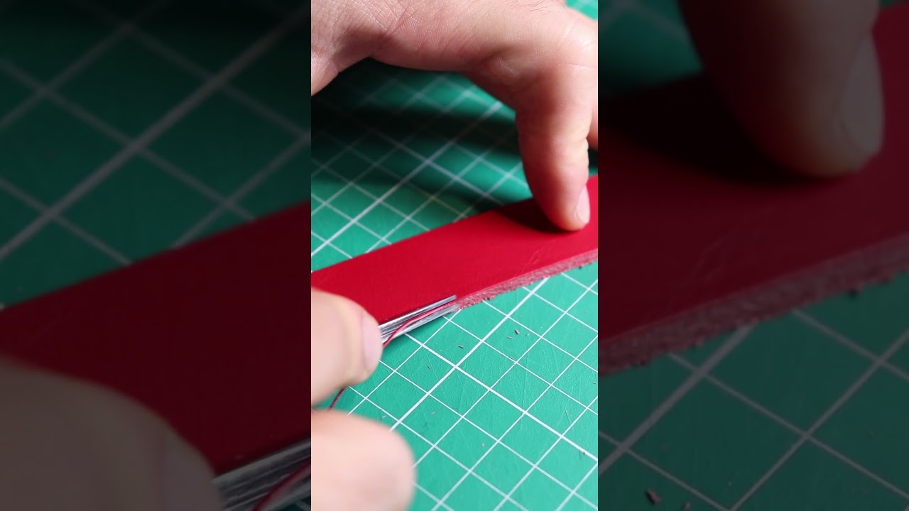 Pr&eacute;paration et pose de la lani&egrave;re. #shorts #hephlam #leathercraft #creative #sewing #satisfying