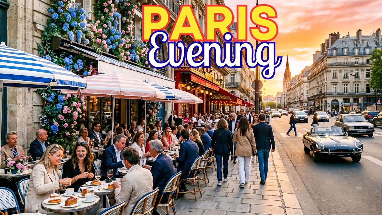Paris Evening Walk 🌇 | Golden Hour & Warm Vibes ☀️ | 4K Paris Walk