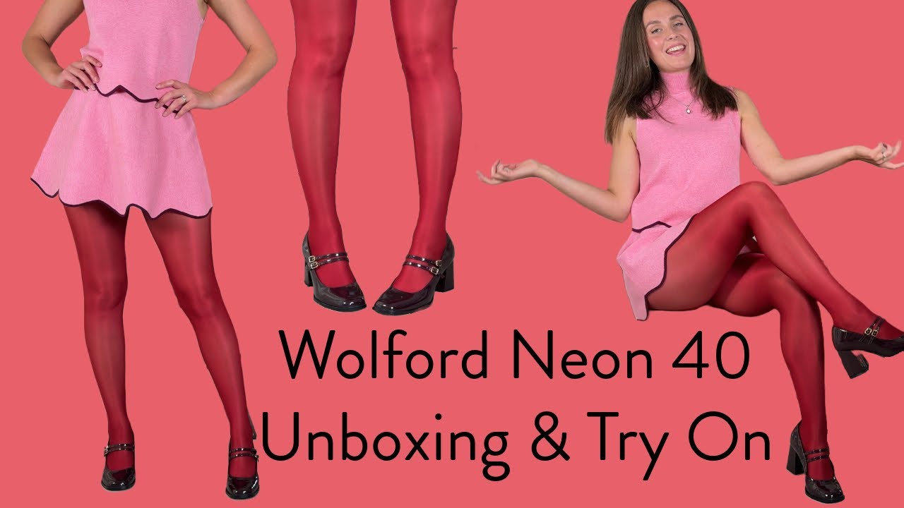 Wolford Neon 40 | Soft Cherry | Shiny Red Tights Review & Try On
