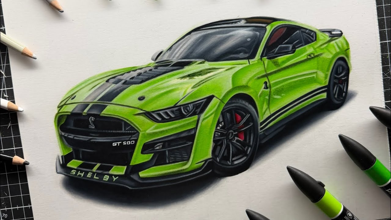 How to a draw Ford Mustang Shelby // Timelapse 
