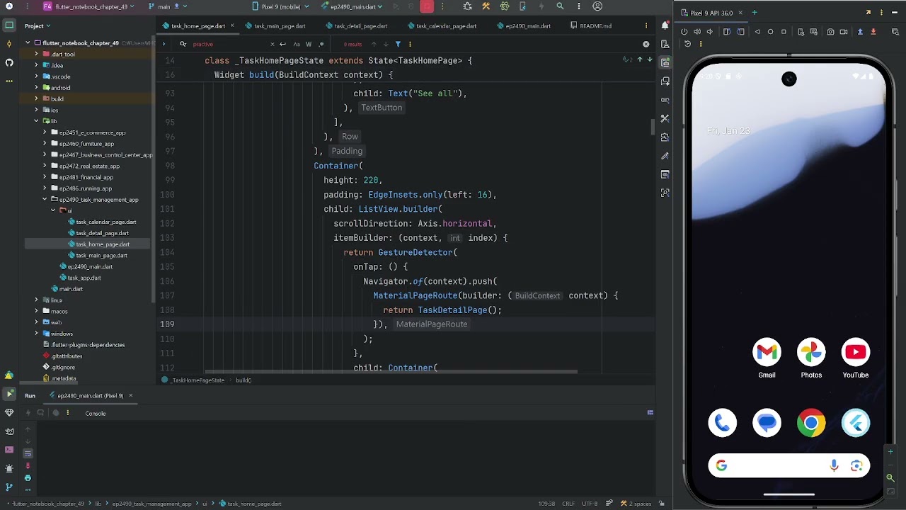 [Flutter] Flutter Live Coding EP2497 (Task Management Mobile App UI Part 8)