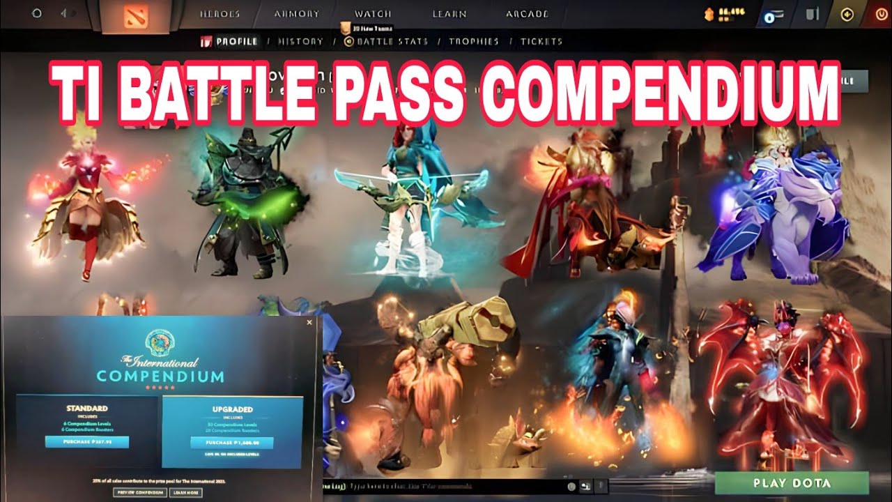 DOTA 2 BATTLE PASS COMPENDIUM ARCANA, IMMORTAL AND SET 2023-2024