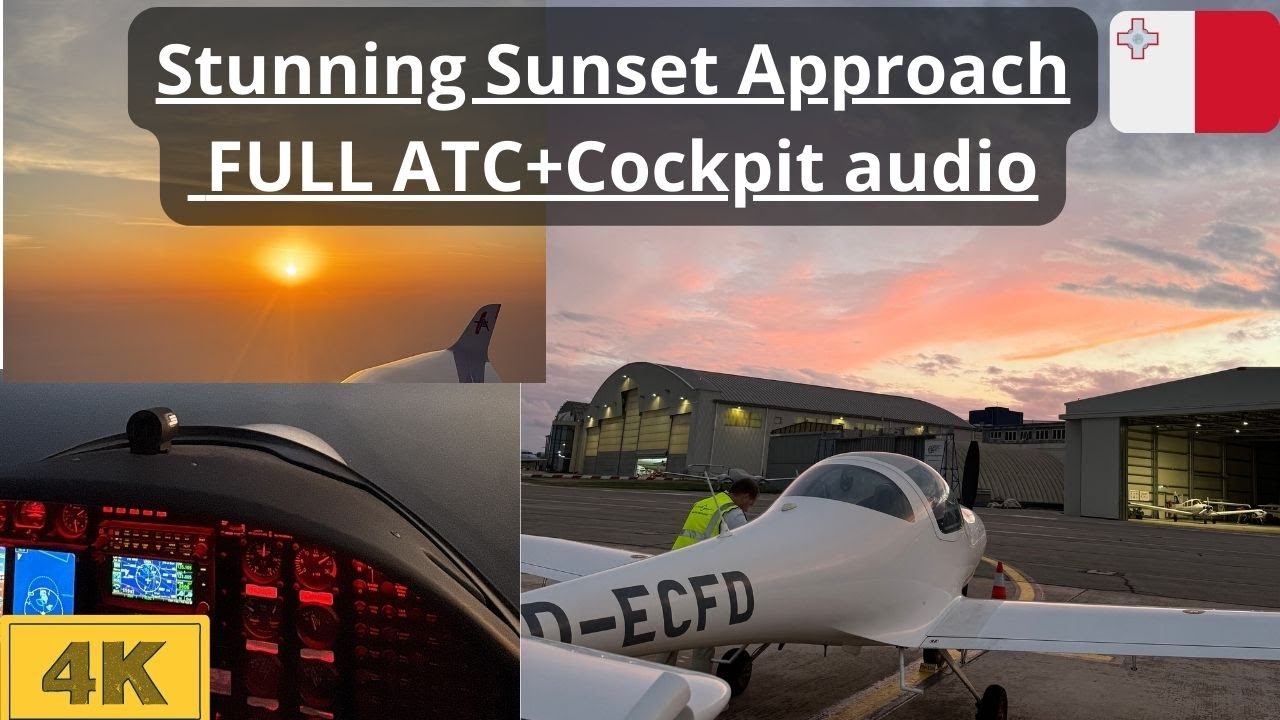 Pilot POV: Stunning 4K Sunset Landing + Real ATC & Cockpit Audio! Malta International Airport!