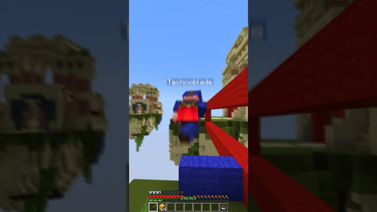 Technoblade VS Hacker 😵🔥 #minecraft #shorts #bedwars #hypixel #speedtelly #hypixelbedwarsclip