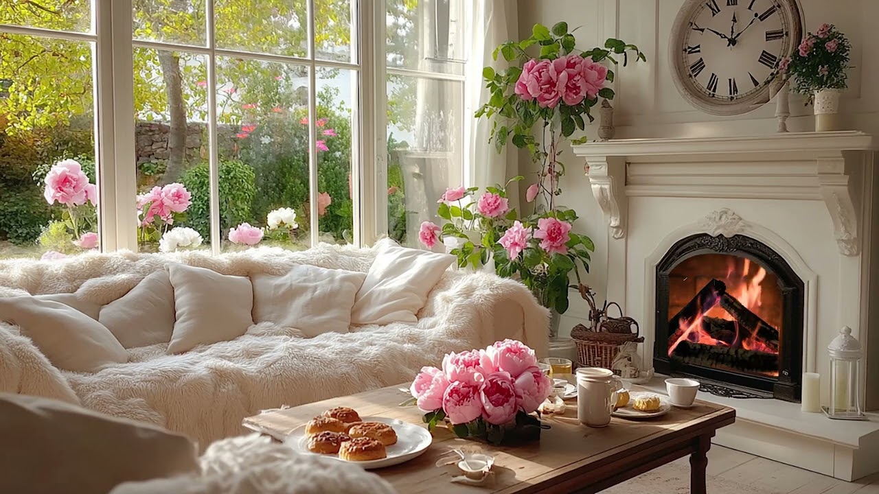 4K Living Room Ambience & Fireplace Sounds - Peacefull Piano Music for Deep Relaxation, Inner Peace