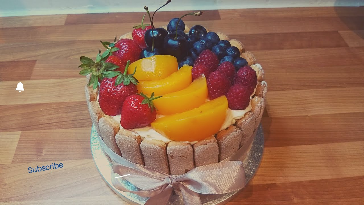 Step by step Easy mix fruits Charlotte Cake