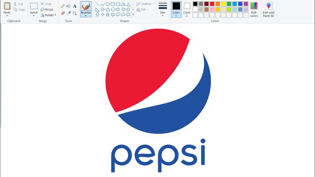 How to draw Pepsi Logo in Computer using Ms Paint. #mspaint #Pepsilogo