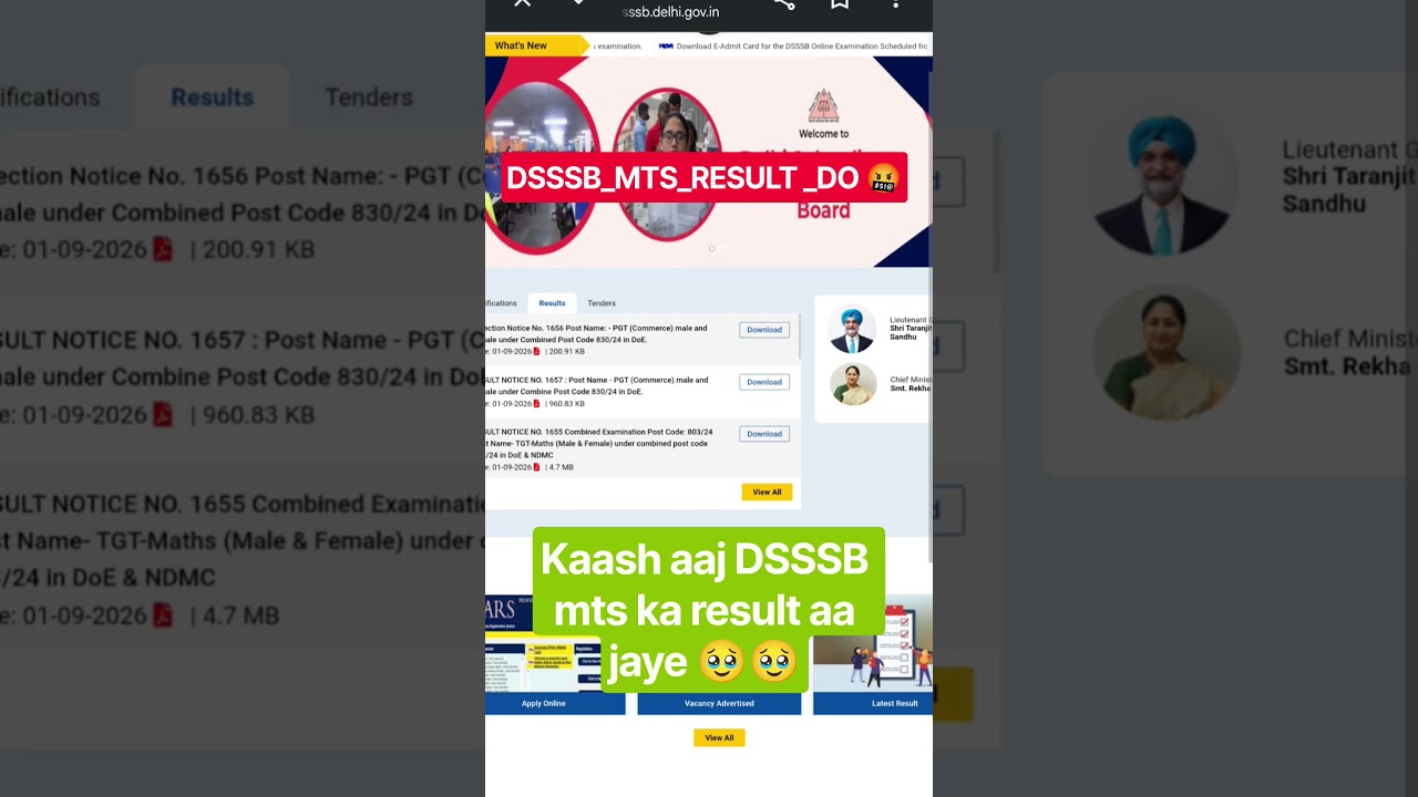 DSSSB mts result 💔 #shorts #dsssb #mts #result