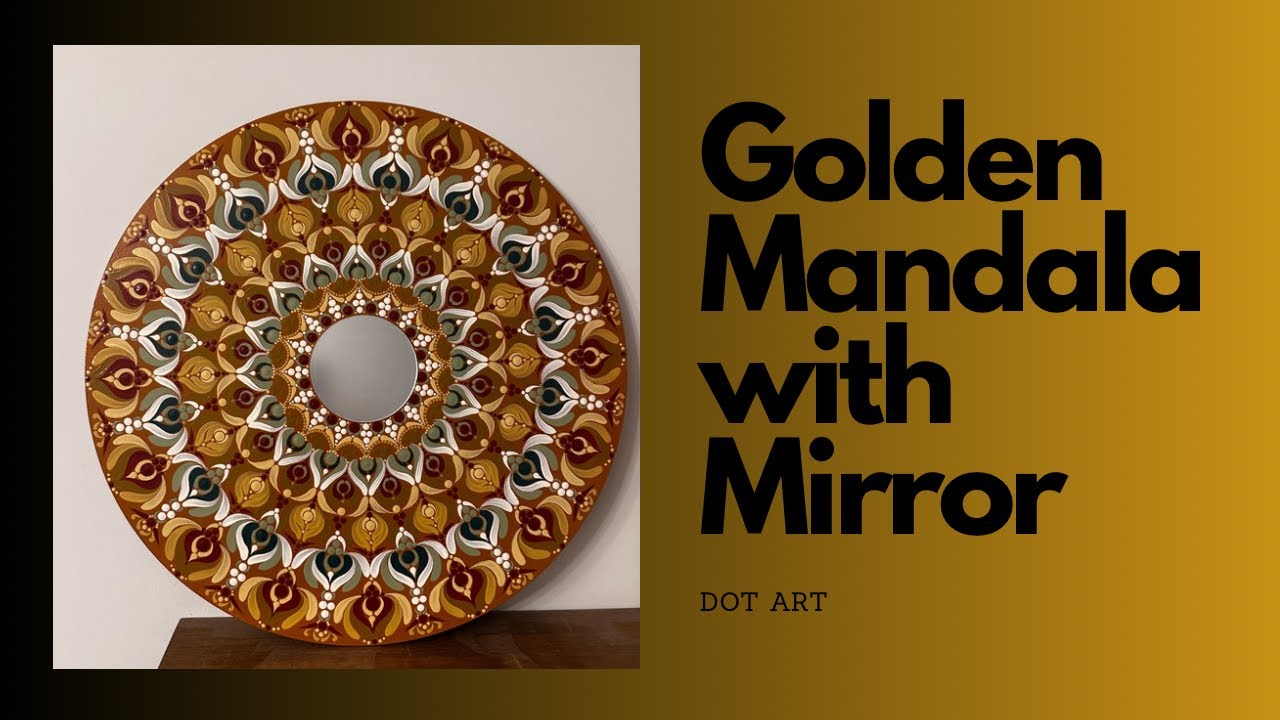 Golden Mandala with Mirror | Dot Art Mandala Palette Emerald design#meditativemandalaart #palette