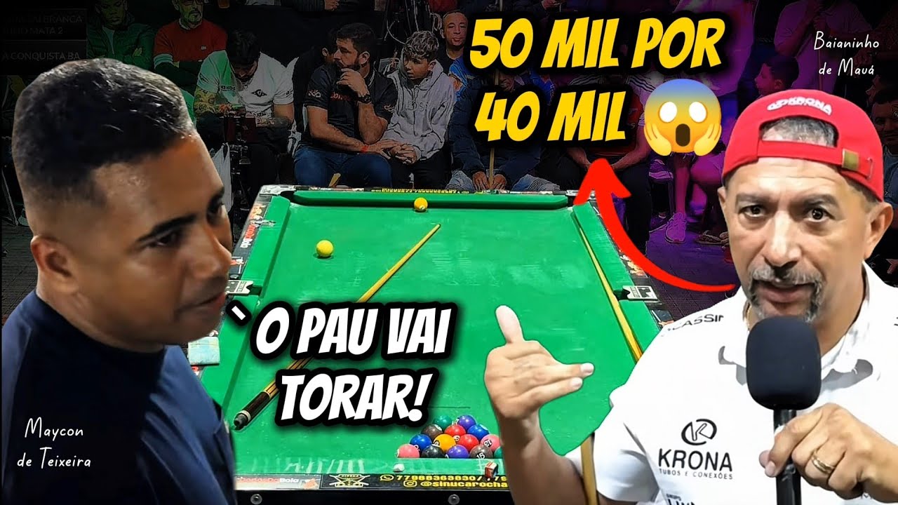 A BAIANINHO DE MAUÁ DESAFIOU O MAYCON DE TEIXEIRA EM 50 POR 40 MIL 😱🔥 #sinuca 