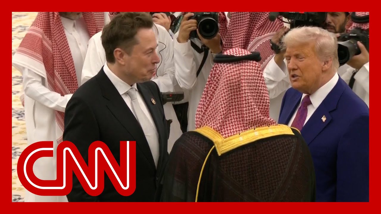 CEOs, including Elon Musk and Jeff Bezos, with Donald Trump in Saudi Arabia
