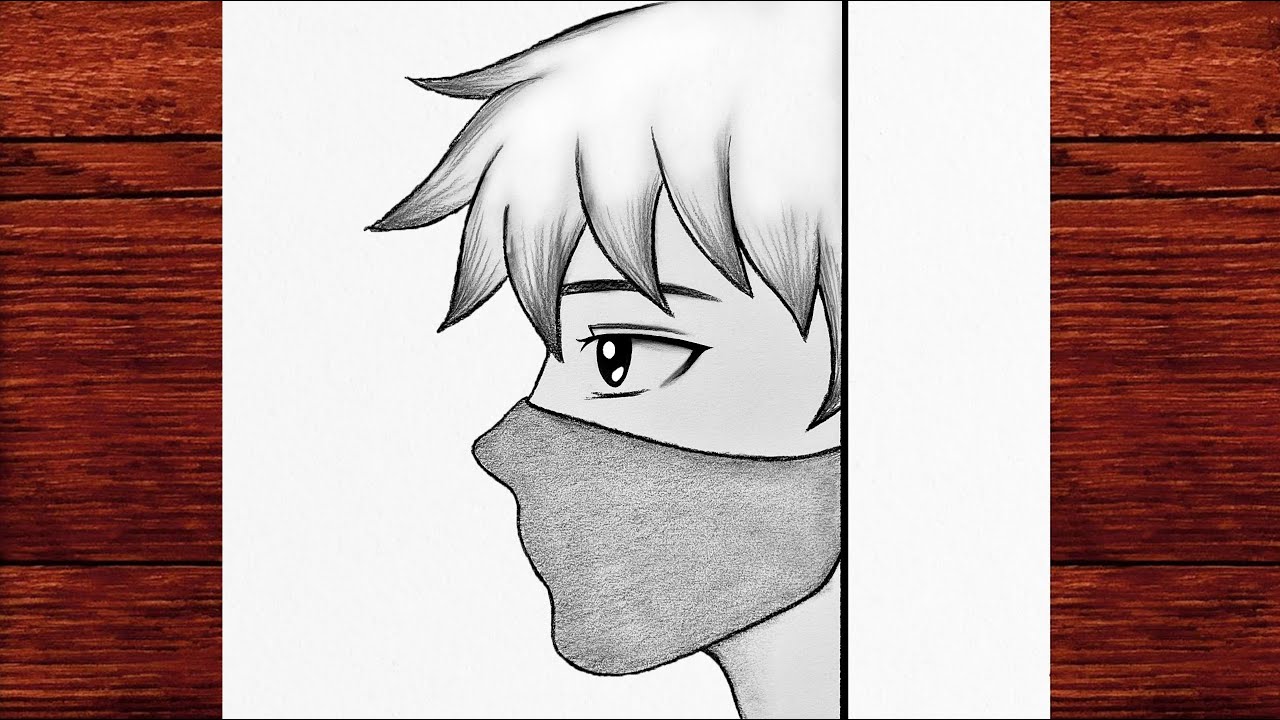 How to Draw a Cool Anime Boy with Mask &ndash; Easy Pencil Sketch Tutorial for Beginners