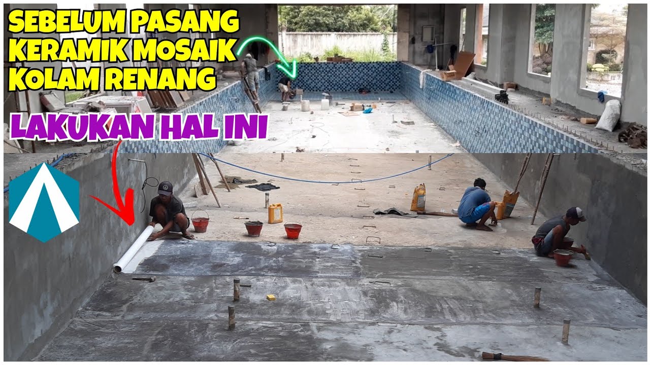 Waterproofing kolam renang menggunakan sika top 107 dan membran