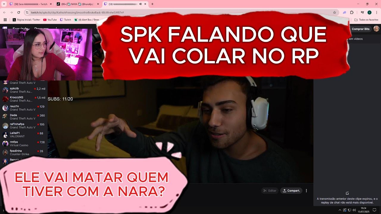 NARA REAGINDO O SPK FALANDO QUE VAI COLAR NO RP E QUE TEM CIUMES + TENTE NÃO RIR | Cortes da Nara