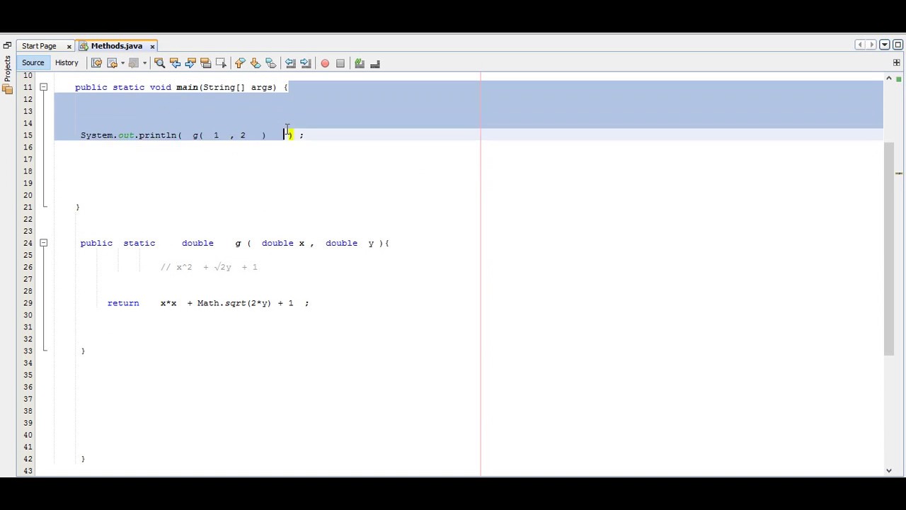 عملي - انشاء ميثود لمعادلة حسابية بأستخدام ميثود من كلاس ماث | JAVA 1