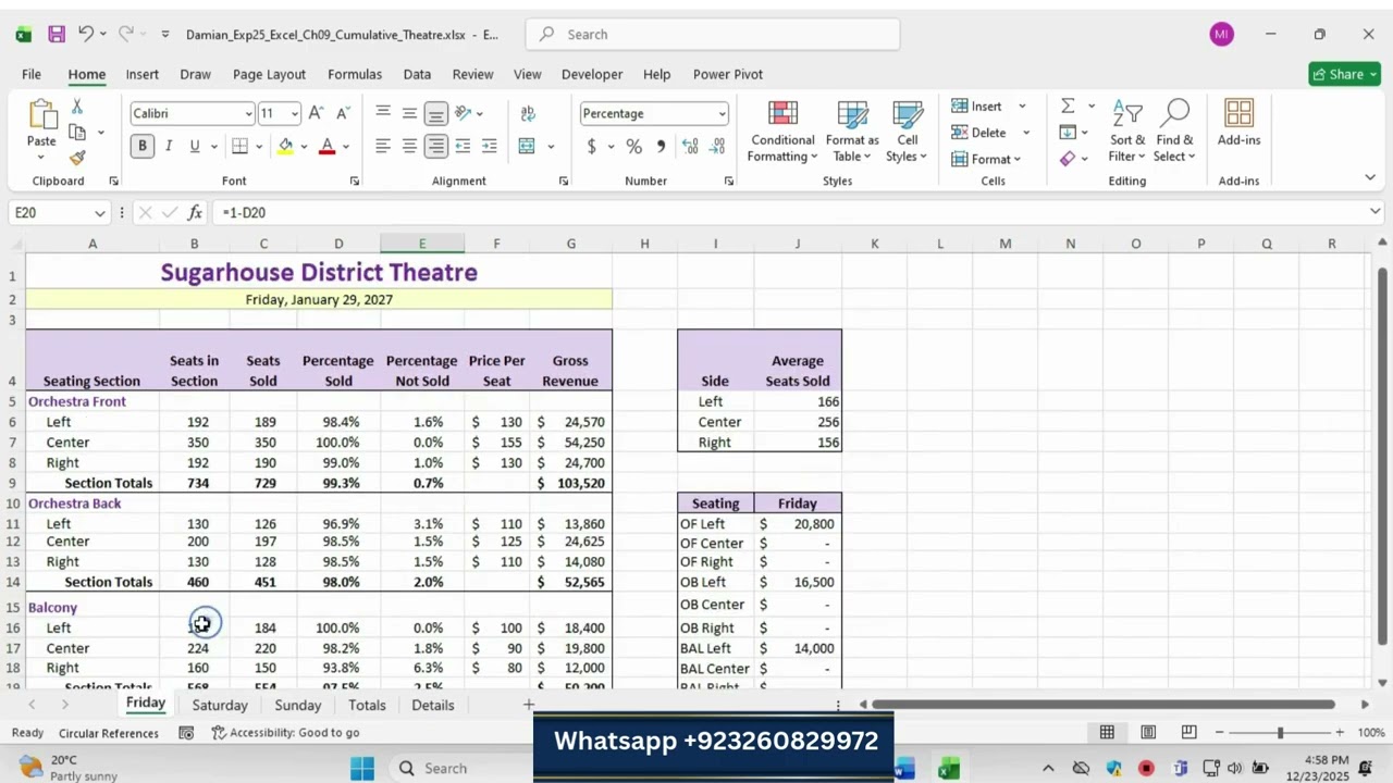 Exp25_Excel_Ch09_Cumulative_Theatre | Exp25 Excel Chapter 9 Cumulative Theatre