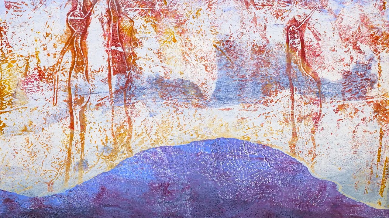 Creating a landscape on the gel plate | Those Who Dance In The Night Sky | Monoprinting Day 12