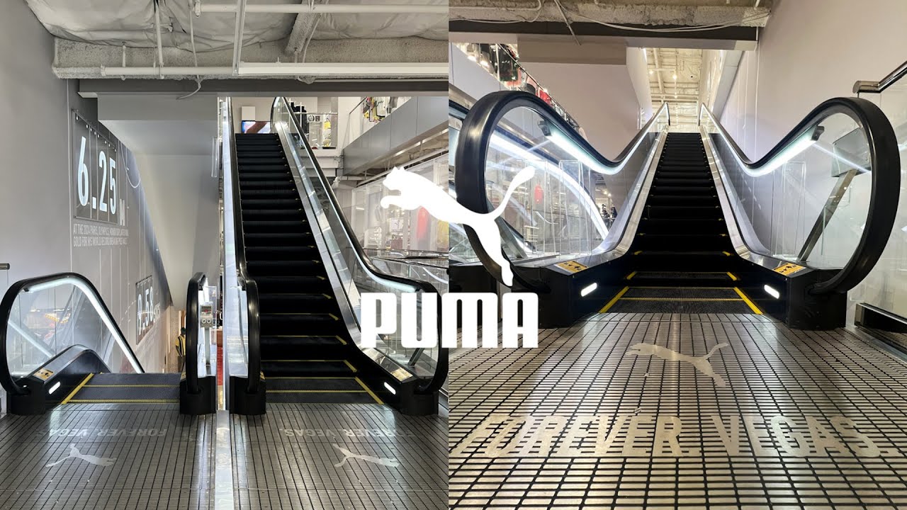 BRAND NEW Custom Mitsubishi Double-File Escalators - Puma, The BLVD - Las Vegas, NV