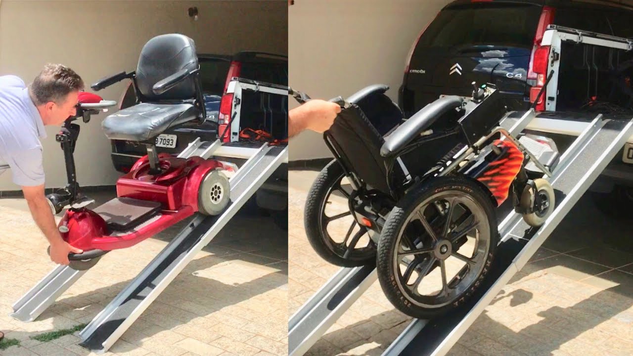 Rampa adaptada para colocar cadeira de rodas no carro
