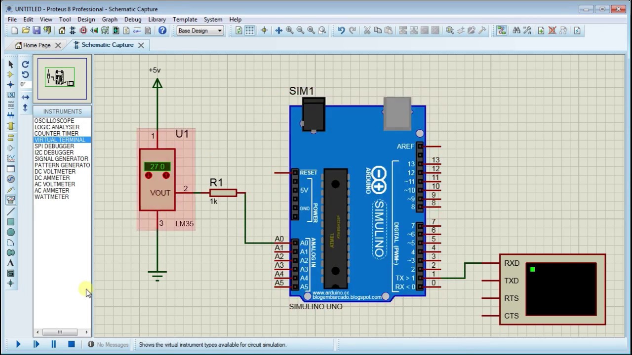 LM35 Temperature Sensor Simulation Proteus