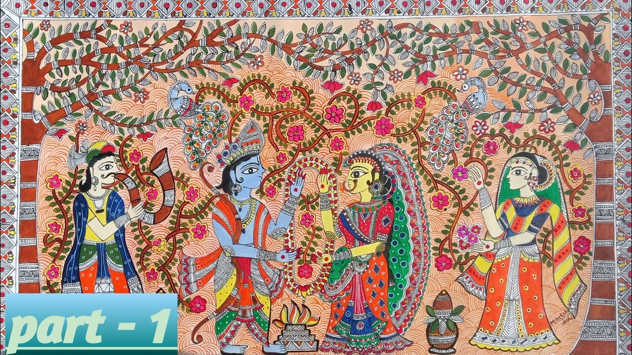 Class-1 || Madhubani painting || Madhubani painting ram sita vivah || step by step ||