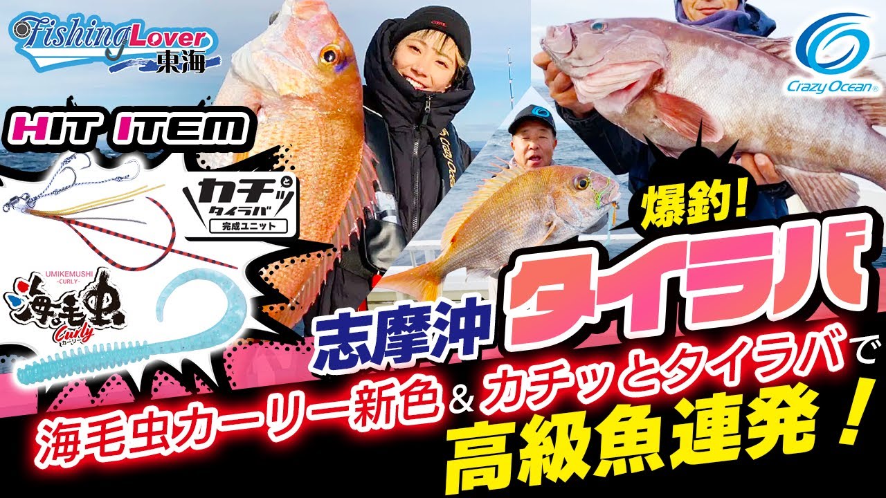 【タイラバ】炸裂！新色海毛虫カーリー 志摩沖で高級魚連発