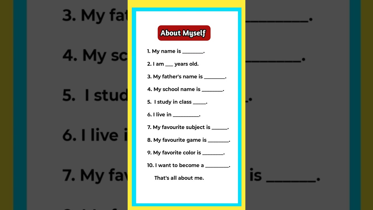 10 Lines on Myself | Self Introduction in English | Self Introduction | About Myself