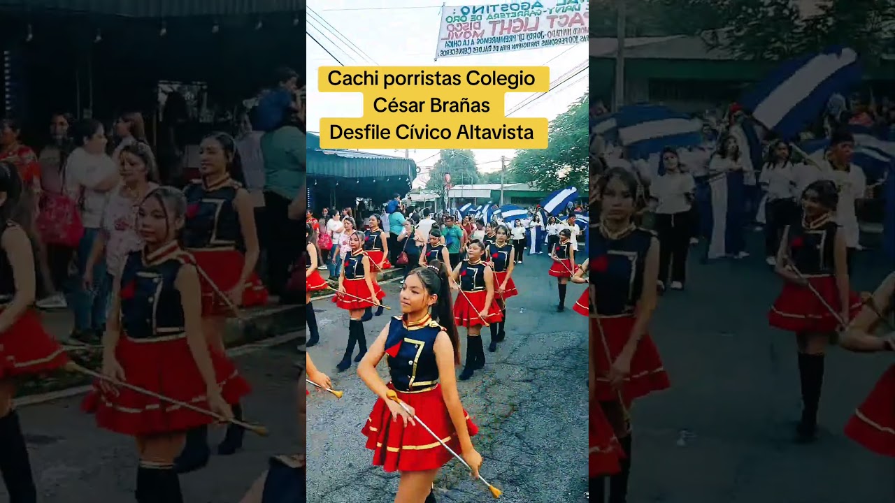 Cachiporristas Colegio César Brañas. Desfile cívico del 15 de septiembre 2025. Altavista.