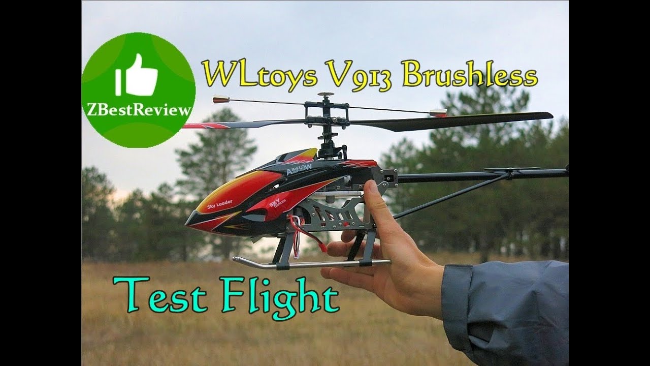 ✔ Р\У Вертолет WLtoys V913 Brushless Тестовый полет. Test Flight.