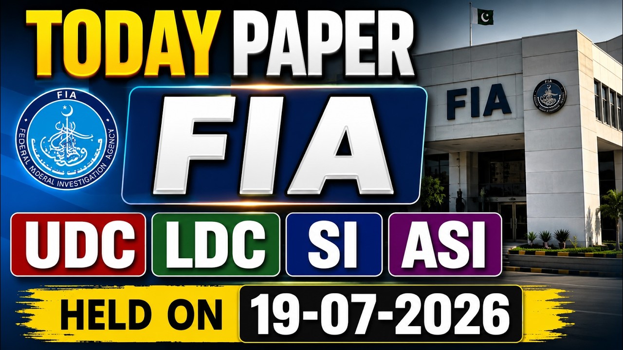 Today FIA UDC / LDC / Assistant  Paper Solved Paper Held on 19-07-2026
