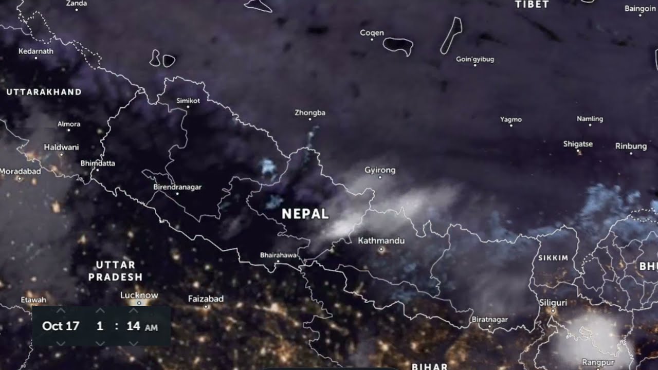 Live Cloud Cover Satellite Image Animation Of Nepal With Rainfall || October 16 - 19 || GeoFox