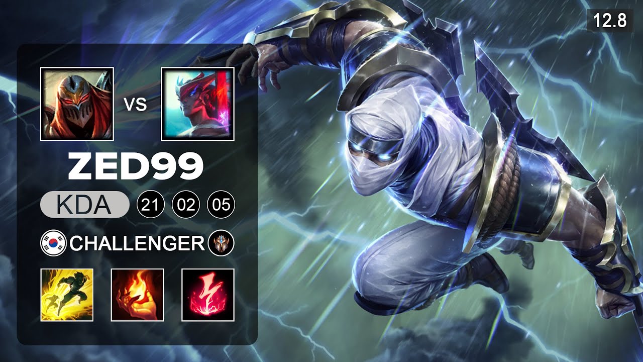 ZED99 Zed vs Yone Mid - KR Challenger - Patch 12.8 Season 12