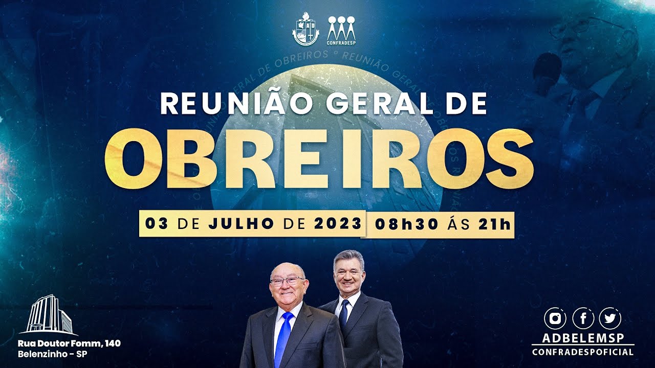 REUNIÃO GERAL DE OBREIROS | 03/07/2023 | TARDE |  TV AD BELÉM