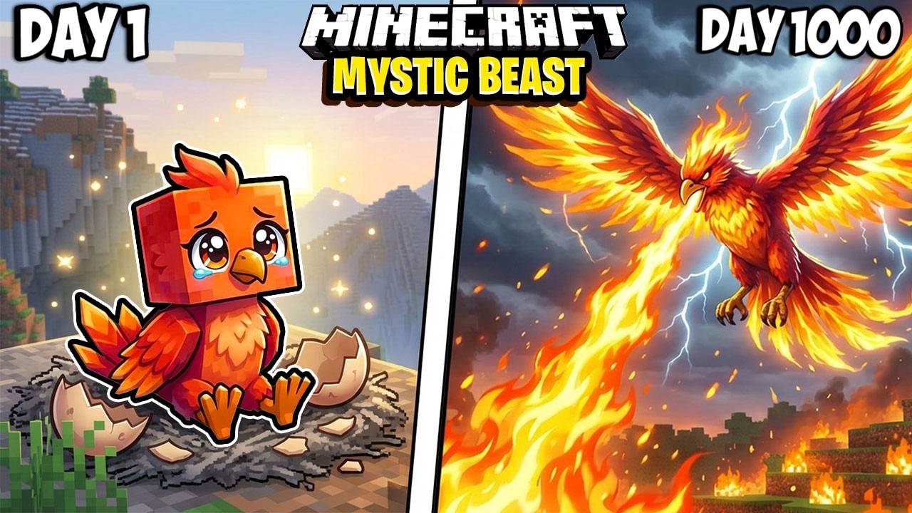 I Survived 1000 Days as Mystic Beasts in Minecraft
