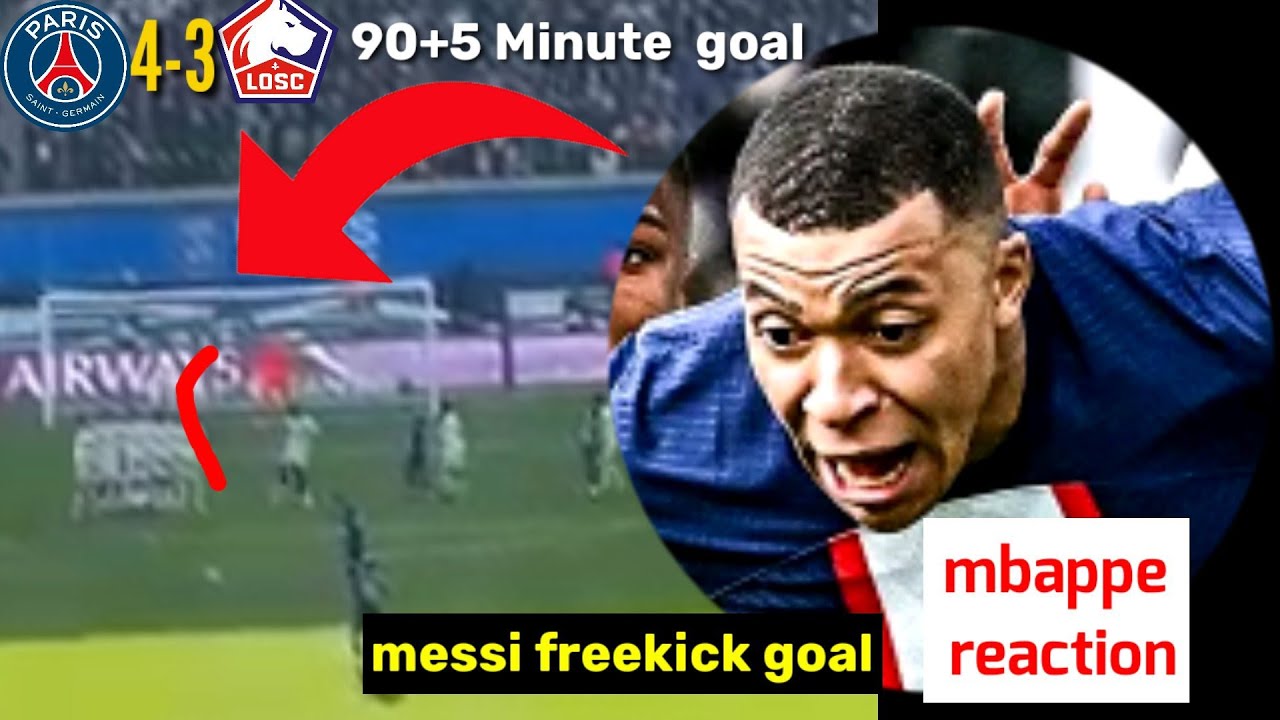 Messi last minute freekick goal for Psg mbappe reaction // messi freekick goal vs lille 😱😱