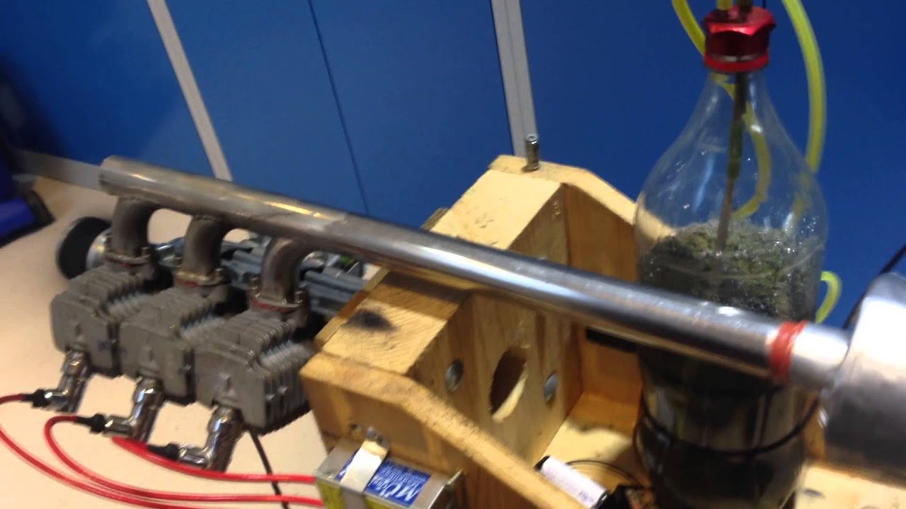Flugmotor Verbrenner 3Zylinder 2-Takt Eigenbau Reihenmotor Test